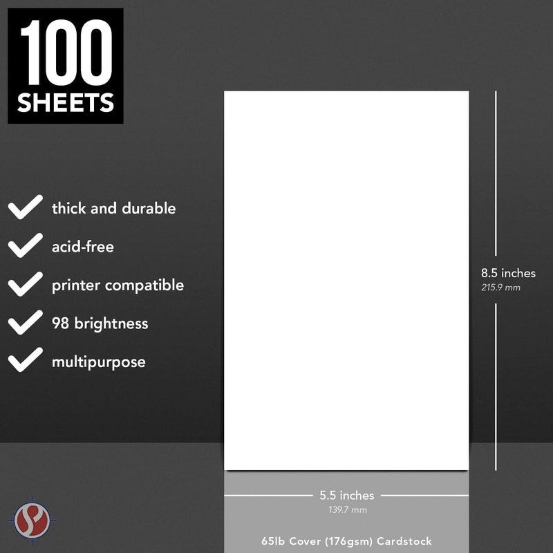 S Superfine Printing Half Letter Size Cardstock â€“ Great for Business Documents, Letters, Arts, Prints and Crafts, Printing and Writing | 8.5â€ x 5.5â€ | Bright White 65lb Cover (176gsm) Card Stock | 100 Sheets per Pack - Image 5